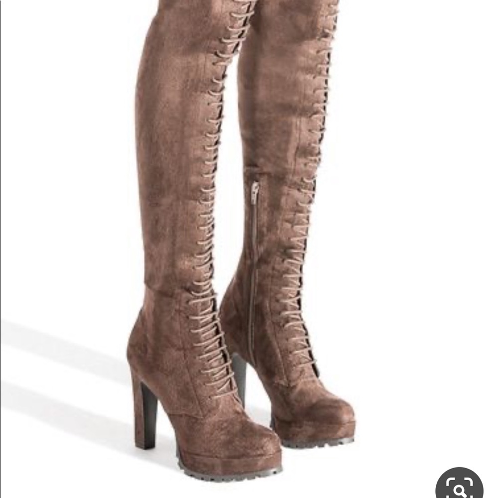 Knee high heeled boots color: camel size: 8